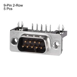 sourcing map D-sub Connector Male Plug 9-pin 2-row Right Angle Port Terminal Breakout for Mechanical Equipment Black Pack of 5