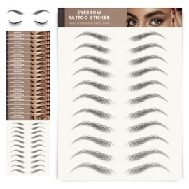 20 Sheets Eyebrow Tattoo Waterproof Eyebrow Sticker, 4D Hair Like Natural Fake Tattoo Eyebrows Peel Off Instant Transfers Brows Shaper Eyebrow Makeup Sticker for Women Girls,Arched Black
