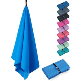 Fit-Flip Microfibre Towel in All Colours and Sizes, Lightweight Sports and Travel Towel, Quick-Drying, Large Bath Towel, Pack of 1, 200 x 100 cm, Sea Blue