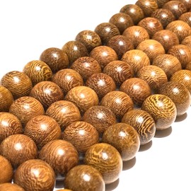 ABCGEMS Madre De Cacao Hardwood Beads - Natural Organic Wood DIY Jewelry Making - Ideal for Necklaces, Bracelets - Healing, Energy, Meditation - Wood Grain, Light Weight, Light Scent, Round, 10-11mm