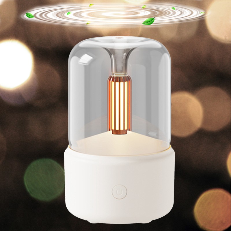 Candlelight Style Aroma Diffuser 120mL Mist Humidifier Warm White Night