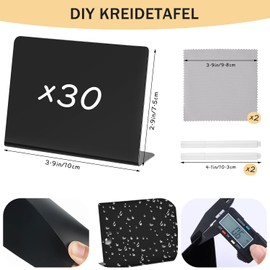 Chalkboard, Small, Environmentally Friendly, Buffet Signs, Iebensafe Board for Labelling, Pack of 30, Price Tags, Stand, 10 x 7.5 cm, Wipe-Clean for Restaurant, Cafe, Wedding, Party, Bakery