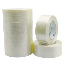 BOMEI PACK 6PACK Reinforced Packing Tape, 5.5Mil 2Inx 60Yds, Heavy Duty Fiber Strapping Adhesive Packaging Tape