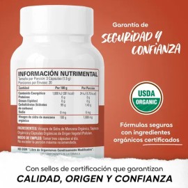 Vinagre De Manzana Orgánico (60 Caps) Organic Side                                                                                                    
