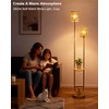 Lightdot 63IN Gold Floor Lamp with 2 Rattan Shades Mid