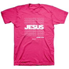 Kerusso Thank You Jesus Helliconia Pink Cotton Crew Neck T-Shirt, 3X-Large