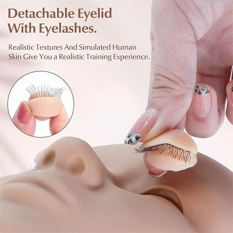 HuYiGGZ 6 Pairs Replacement Eyelids for Mannequin Head Removable Realistic