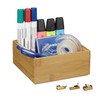 Relaxdays Bamboo Storage Box, Stackable, Natural Look, Kitchen Organiser Bins,