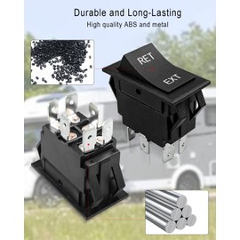 30 Amp DPDT Momentary Switch On-Off-Momentary On Rocker Switch 6 Pin Fit for Most Suburban and Trailer Power Jack, Fit Fifth Wheel Jacks and Rv Landing Gear Switch, 6 Pin
