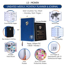 Journal for Men - Life & Work Planner, A 12 Month Goal Planner to Increase Productivity & Positivity, Daily Gratitude Journal for Men and Mindfulness Journal | Manifestation Journal or Planner, Start Anytime - Horizontal Planner