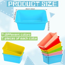 18 Pcs Storage Bins for Classroom Plastic Cubby Bins Bulk Colorful Storage Container Multi Purpose Kids Book Toy Tray Organizer Boxes for School Library Home Office