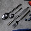 Black Silverware Set for 8 Modern Square Flatware Set Stainless