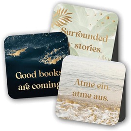 Lebenskompass® Magnetic Bookmarks "Breath" - Elegant Magnetic Bookmarks with Stylish Designs and Gold Embossing - Magnetic Bookmark Ideal for Books