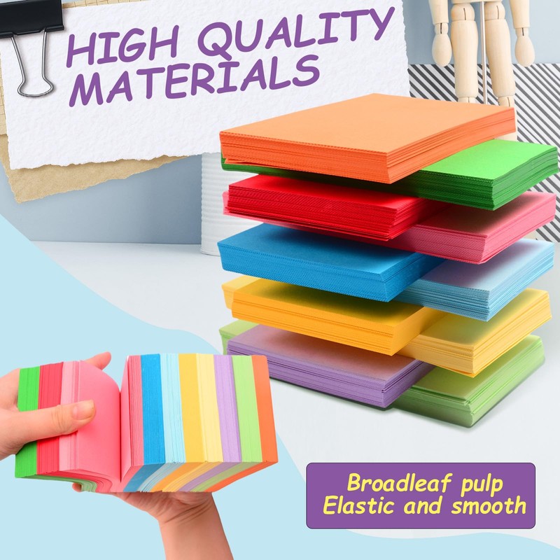 600 Count Colored Blank Index Cards, Unlined Index Cards 3x5，Flash