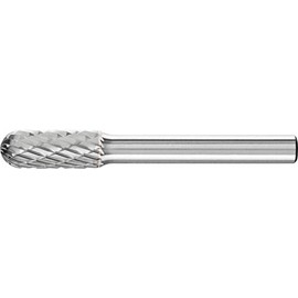 PFERD Cylindrical Carbide Bur, Uncoated (Bright) Finish, Double Cut, Radius End, 1/4" Shank, 5/16" Head Diameter, 3/4" Head Length (SC-2)