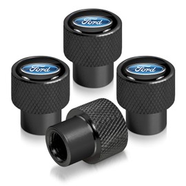 iPick Image for Ford Logo Black Easy-Grip Aluminum Tire Valve Stem Caps