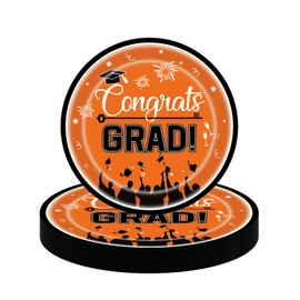 16Pcs Orange Graduation Paper Plates 9" for 2024 Graduation Party Decorations Supplies,Graduation Table Decoration Plates Disposable Tableware,Congrats Grad Plate for College High School Class of 2024