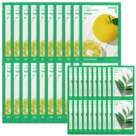 Innisfree energy mask 20 citron + 20 green tea free / 이니스프리 에너지 마스크 유자 20매+그린티20매 증정