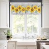 Kitchen Curtains Valances for Windows Summer Yellow Sunflower Gray Plaid
