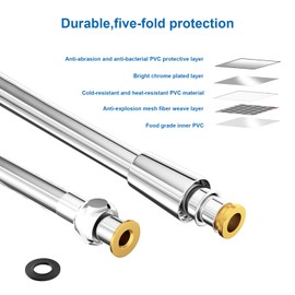 STARBATH Shower Hose 1.6 m Anti-Explosion PVC Smooth Shower Hose 160 cm Anti-Kink Flexible Double Brass Head Chrome