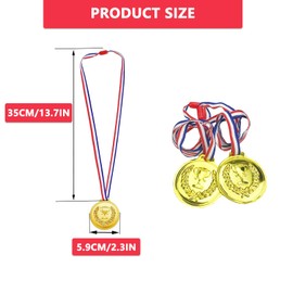 Cosyhav Medals for Children,10 Pack Football Gold Medal, Plastic Medals for Kids Sports, Medal Set for Boys and Girls, Prize Ribbons Included