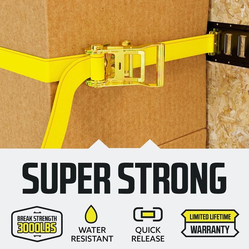 DC Cargo - E Track Ratchet Straps Cargo Tie-Downs, 2"