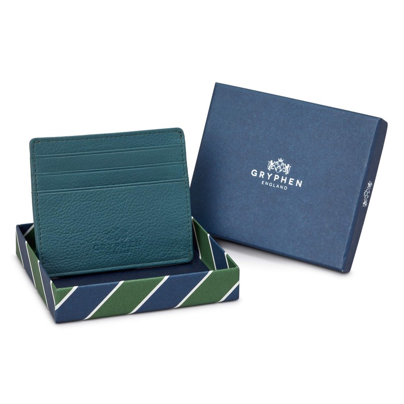 Gryphen Hoxton Slim Leather Credit Card Holder Wallet (Teal)