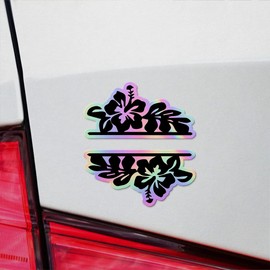 Holographic Decal Stickers Of Split Hibiscus Border Premium Waterproof Vinyl Decal Stickers For Laptop Phone Accessory Helmet Car Window Mug Tuber Cup Door Wall Decoration ANDVER3523751HO110422