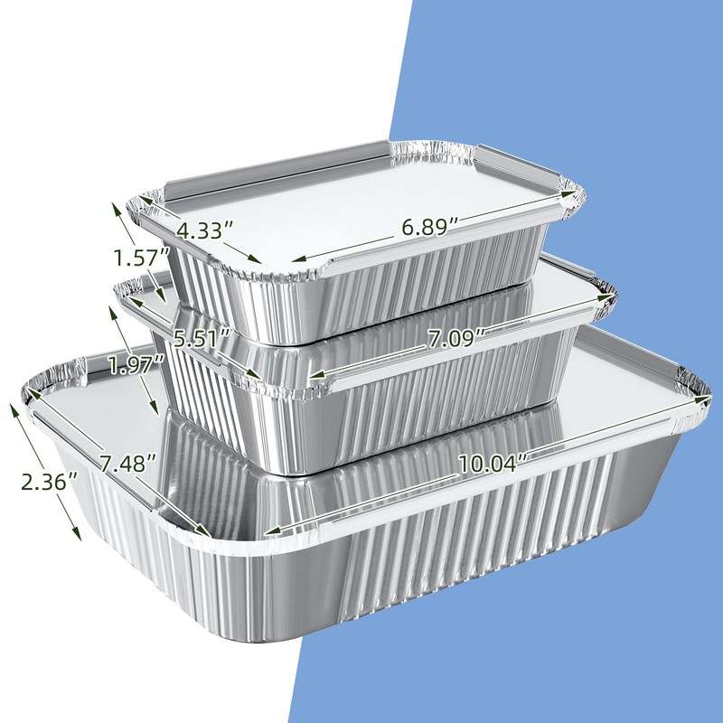 RUIXUE ® Foil Trays with Lids,Aluminium Foil Trays 1750ml/700ml/410ml/10pcs Each,Reusable