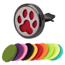Framendino, 1 Pack Dog Paw Print Essential Car Oil Diffuser with 10 Felt Refill Pads Aromatherapy Car AIR Freshener Vent Clip Lockets for Men Women Gifts Black