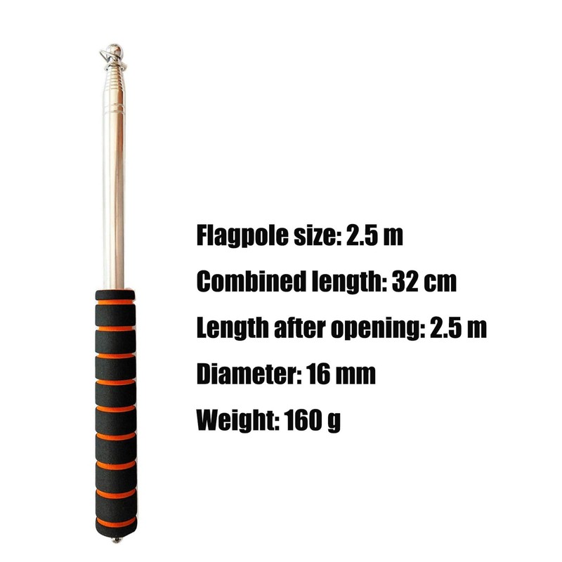 XUTONG 2.5M Handheld Flagpole,Thick Portable Stainless Steel Flagpole with Anti