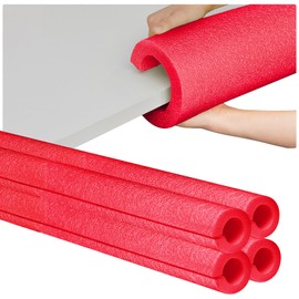 Hanaive 4 Pcs 40 Inch x 4. 1 Inch Jumbo Pool Noodles Bulk Large Swimming Swim Noodles for Floating Craft Projects Pre Slit Clamp Foam Protection Foam Tube Padding Bumper(Red)