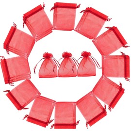 creative balloons Organza Bags Red 7 x 9cm Organza Gift Bags Wedding Christmas Favour Drawstring Bags Jewellery Bags Candy Mesh Pouch Bag Small Gifts 25 Bags