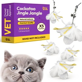 3-Pack Natural Australian Bird Feather Attachments for Cat Wand Toys – Vet-Approved Teaser for Indoor Cats – Fits Fishing Rod, Stick, and String Cat Toys – for Active Play & Mental Stimulation