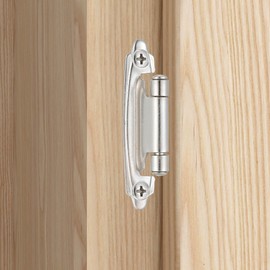Vallecloud 4 Pack (2 Pair) Brushed Satin Nickel Self Closing Cabinet Hinges for Flush Mount Kitchen Cabinet Door, 1/2" Overlay (Variable) Face Frame Semi Concealed Kitchen Cabinet Hinges