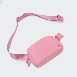 Pander Double Zipper Fanny Pack Nylon Everywhere Belt Bag, Fashion Waist Packs for Women with Adjustable Strap, 1L. (Light Pink)