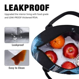 Kleine Kühltasche für Unterwegs Lunchbag Leicht Isoliertasche Faltbar Lunchtasche Damen zur Arbeit Schule Lunch Bag For Women Lunchbox Tasche Meal Prep Tasche 10L Schwarz+blau