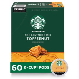 Starbucks Starbucks K-Cup Coffee Pods, Toffeenut Naturally Flavored Coffee For Keurig Coffee Makers, 100% Arabica, 6 Boxes (60 Pods Total)