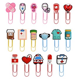 Pack of 17 Nurse Gifts, Cute Paper Clip, Medical Theme Paper Clips, Colourful Memo Clip Bookmark for Nurses Day, Doctor's Day, Office Supplies, Children's Gift