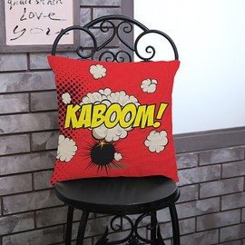 HACASO 18 X 18 Inch Pop Art Comic Cotton Linen Decorative Throw Pillow Cover Pillowcase(2)