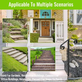 Single Post Handrail Wrought Iron Post Mount Step Grab Supports in Ground Long Post Fits 1 or 2 Steps Grab Rail Single Post Railing (Gray) (Single armrest, 1-2 Step)