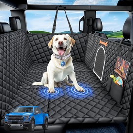 XXL Dog Truck Seat Cover for Back Seat, Hard Bottom Backseat Extender for Car, Holds 400 lbs, Pet Seat Covers for Large Dogs, 100% Waterproof, Dog Car Bed Protector Hammock for Crew Cab Truck SUV F150