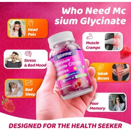 Magnesium Glycinate Gummies 210mg – High Absorption, Sugar-Free Vegan with Vitamin D3 & Zinc – Sleep, Stress, Bone & Memory Support – Raspberry Flavor, 60 Count