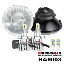 CHUSYYRAY For 1990-1997 Mazda Miata Pair 7Inch Round LED Headlights Hi Lo Beam H4