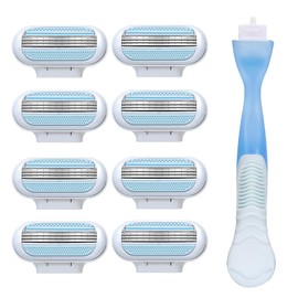 Women's Razors Ladies Razors for Smooth Shaving with 3 Layer Blades, Pack of 8 Razor Blades Refills, Ideal lady shavers for women with Sensitive Skin, Effortless Glide, Easy to Replace.