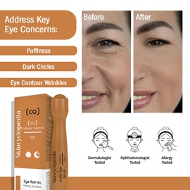 Skincyclopedia Under Eye Treatment, Roll-On + 3 Hydrogel Pads with Caffeine & Q10, Cooling Roller, Energizing Serum for Dark Circles, Puffiness Bags, Fine Lines & Wrinkles, Deep Hydration Activator.