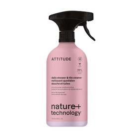 Limpiador de Ducha y Azulejos ATTITUDE 770 mL | Vegano, EWG Verified, Sin Rayas, Elimina Sarro y Residuos | Con Fragancia de Limón y Palo de Rosa