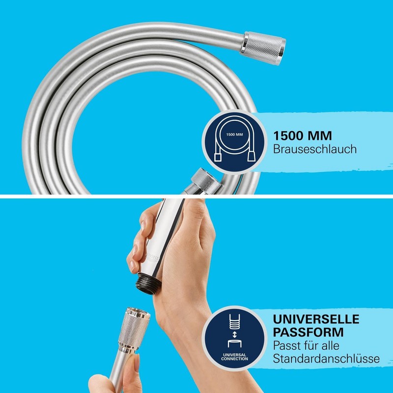 GROHE Vitalioflex 27505001 Metal Shower Hose (1500 mm, Reinforced Design,