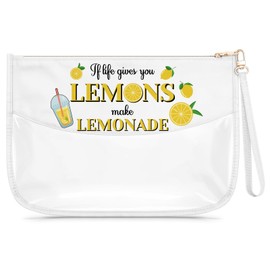 Inspirational Gifts for Girl Women Inspirational Quotes Makeup Bag Positive Motivational Gift for Her Daughter Sister Friend Cosmetic Bag Lemon Lover Present for Female Travel Pouch with Zipper