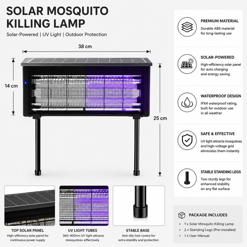Solar Mosquito Trap Lamp for Outdoor Gardens – Waterproof LED